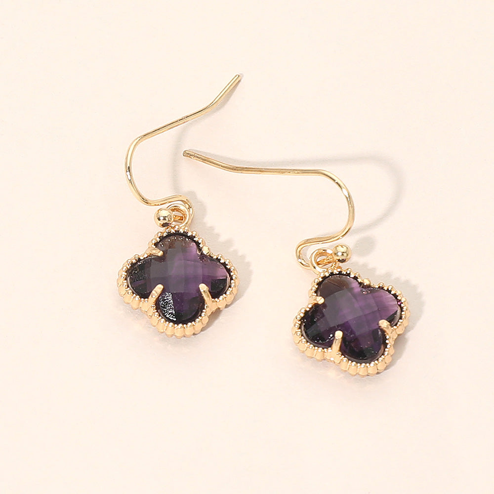 Madeline Love Purple Quatrefoil Charm Drop Dangle Earrings