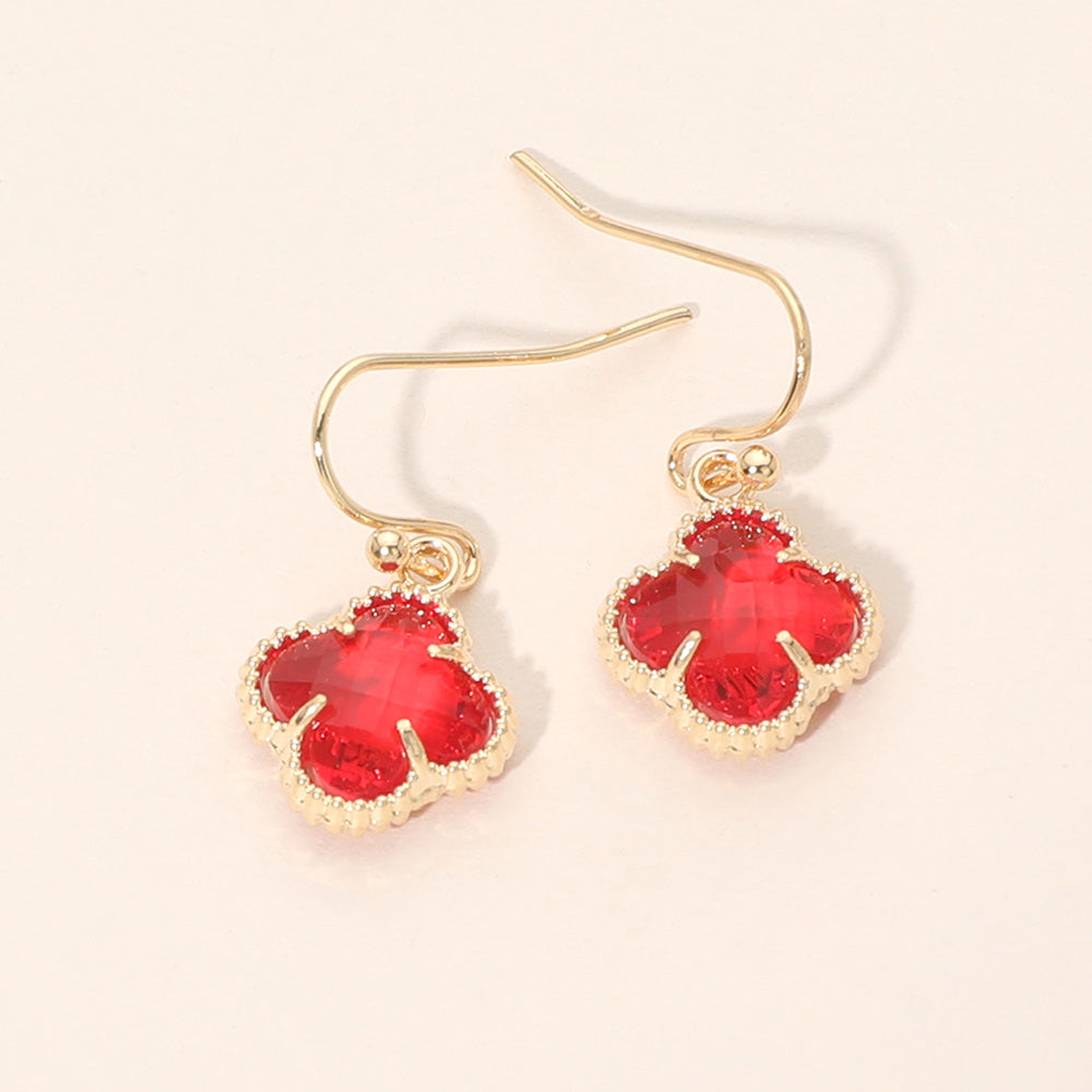 Madeline Love Red Quatrefoil Charm Drop Dangle Earrings