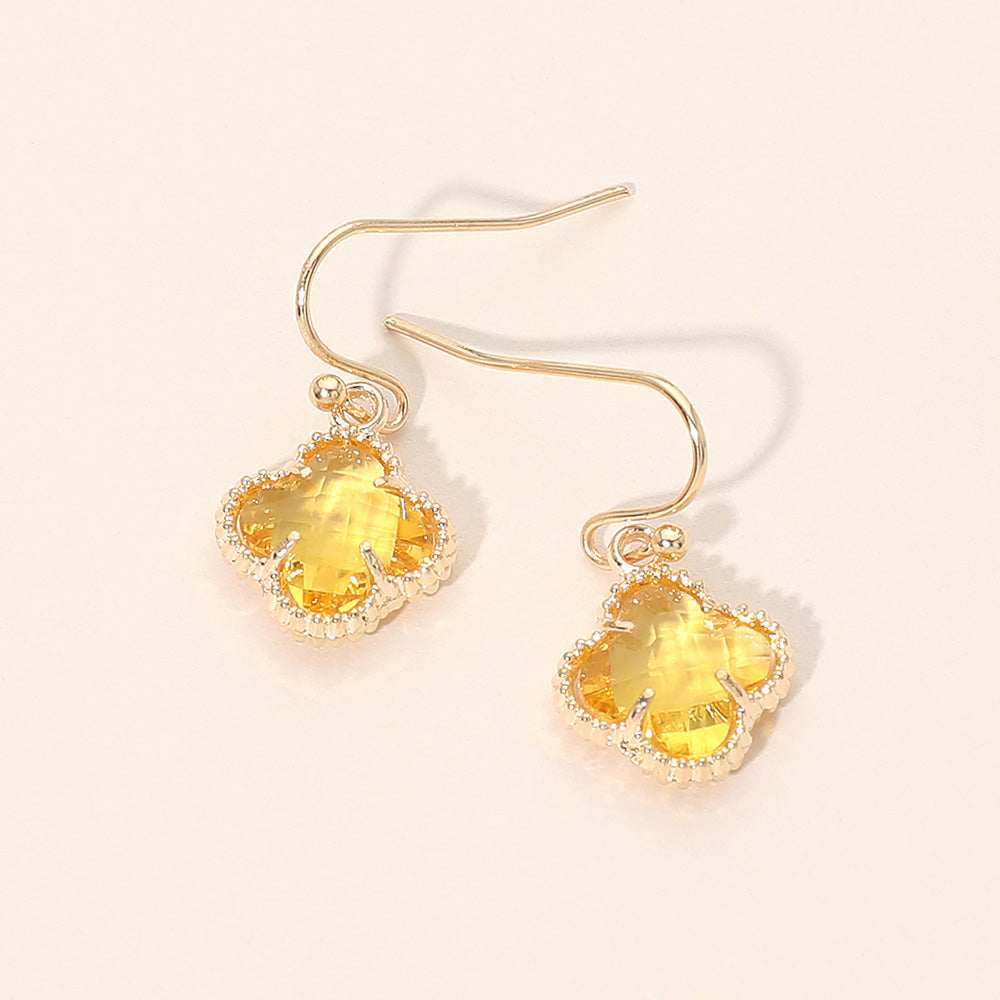 Madeline Love Yellow Quatrefoil Charm Drop Dangle Earrings