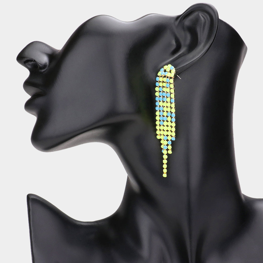 Madeline Love Blue Two Tone Bead Fringe Dangle Earrings