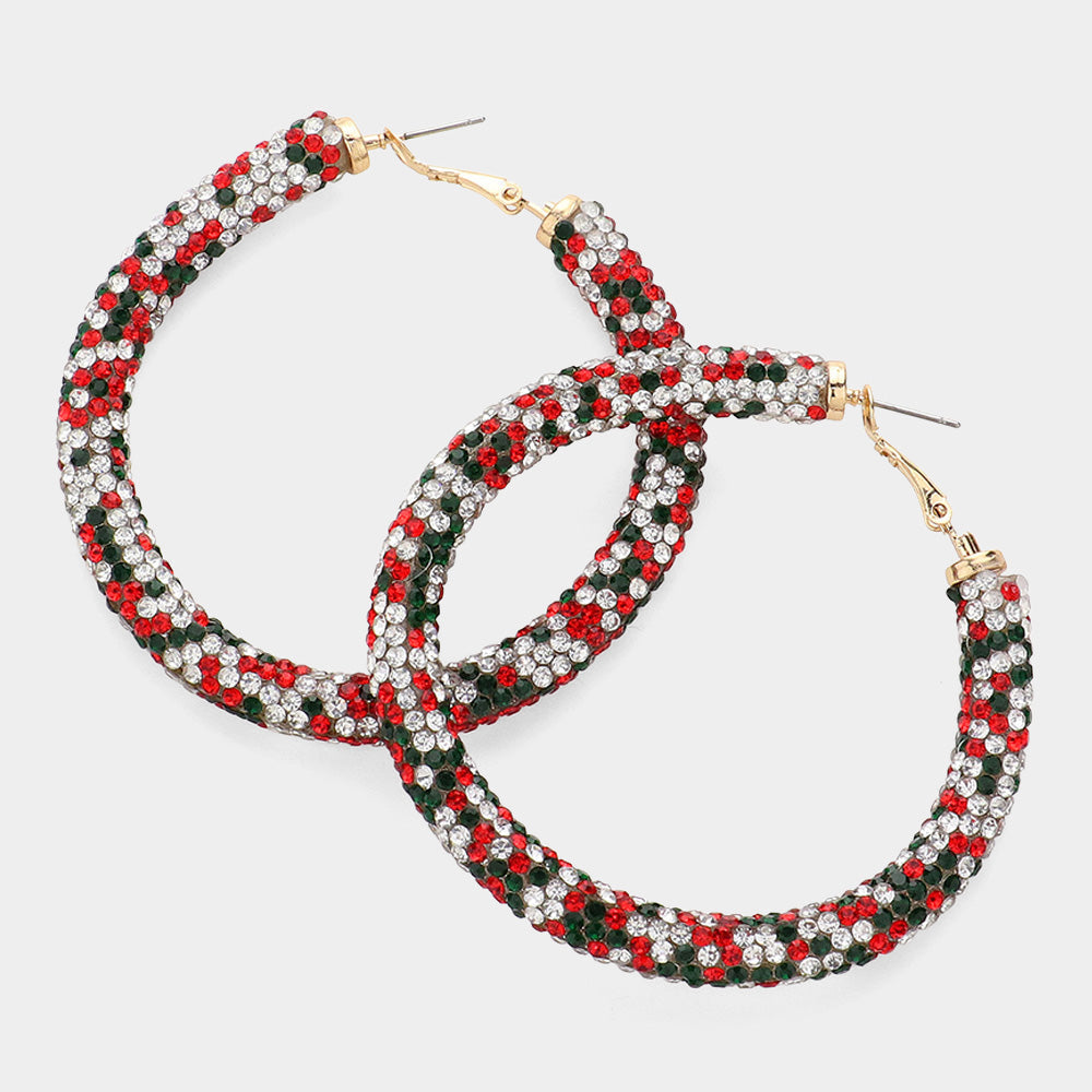 Madeline Love Gold, Multi Bling Studded Hoop Earrings