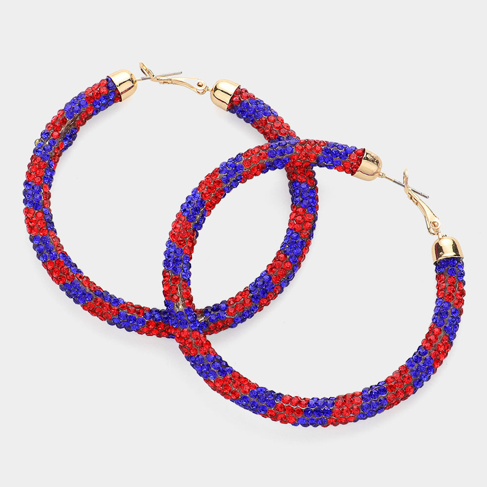 Madeline Love Gold, Two Tone Bling Studded Hoop Earrings