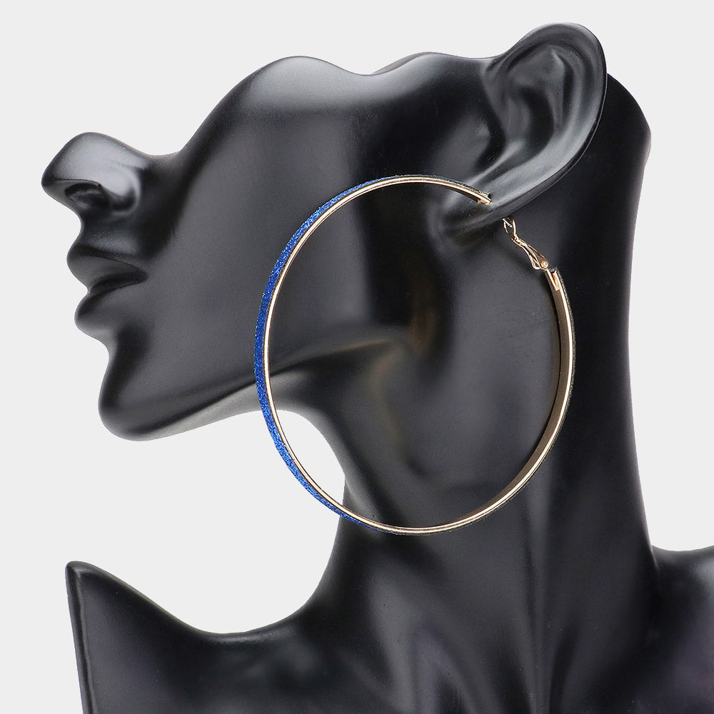 Madeline Love Blue, Gold Oversized Glittered Hoop Earrings