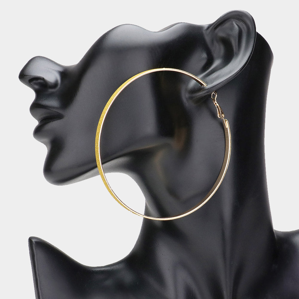 Madeline Love Gold Oversized Glittered Hoop Earrings