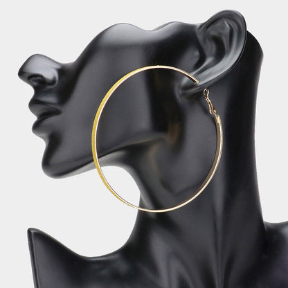 Madeline Love Gold Oversized Glittered Hoop Earrings