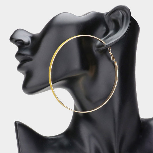 Madeline Love Gold Oversized Glittered Hoop Earrings