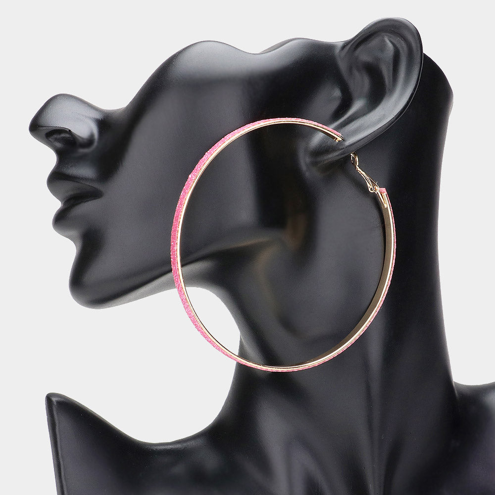 Madeline Love Gold, Pink Oversized Glittered Hoop Earrings