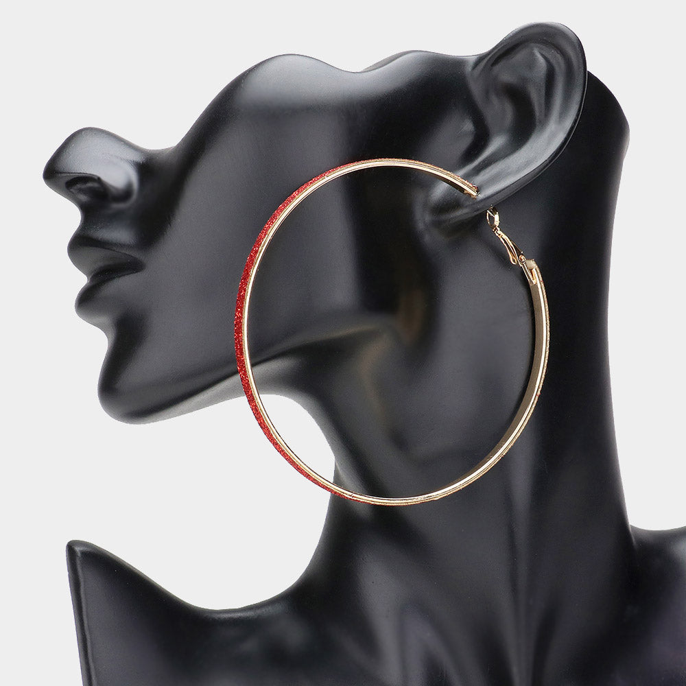 Madeline Love Gold, Red Oversized Glittered Hoop Earrings