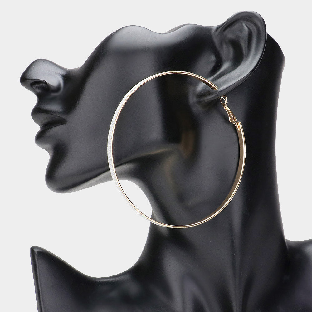 Madeline Love Gold, Silver Oversized Glittered Hoop Earrings