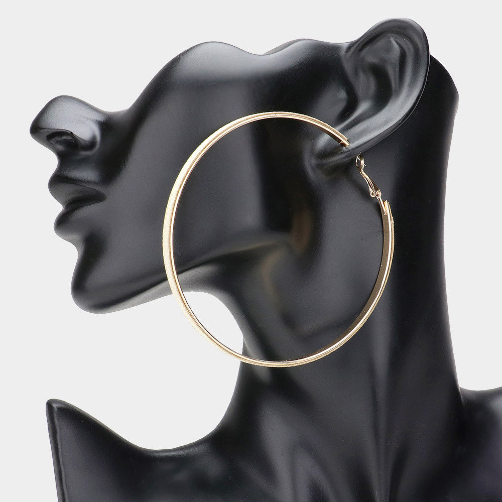 Madeline Love Gold, White Oversized Glittered Hoop Earrings