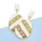 Madeline Love Ivory Felt Back Beaded Easter Bunny Egg Link Dangle Earrings