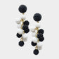 Madeline Love Black, White Seed Beaded Ball Cluster Vine Dangle Earrings - desc