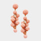 Madeline Love Pink Seed Beaded Ball Cluster Vine Dangle Earrings - desc