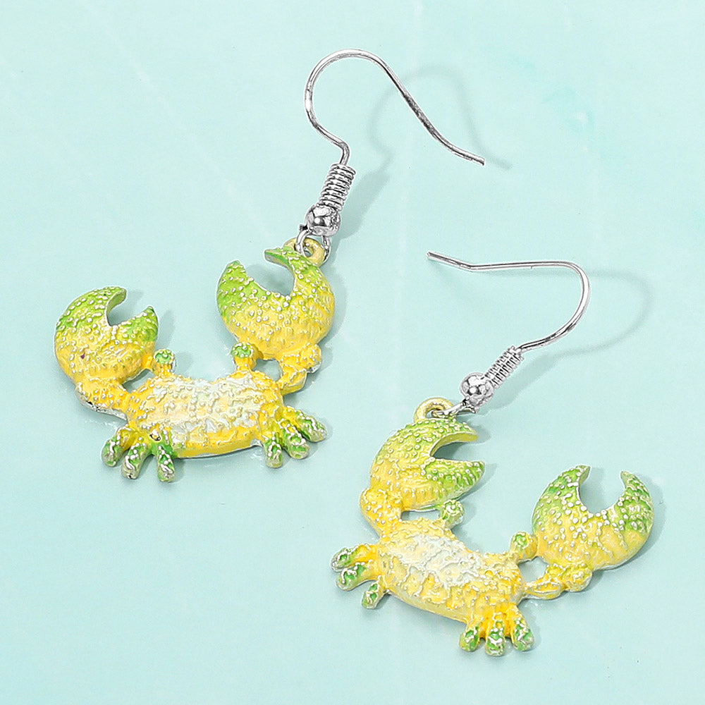 Madeline Love Gold, Green Colored Metal Crab Dangle Earrings