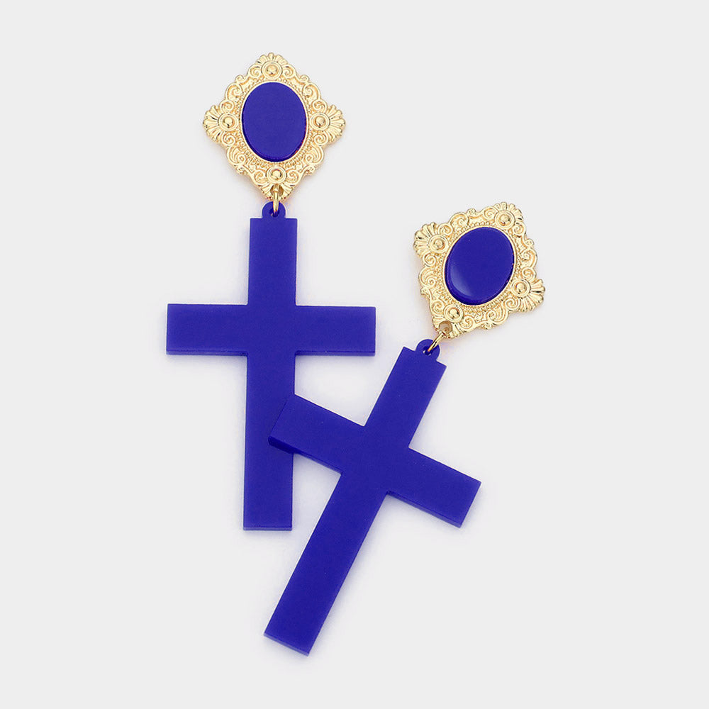 Madeline Love Blue Cross earrings
