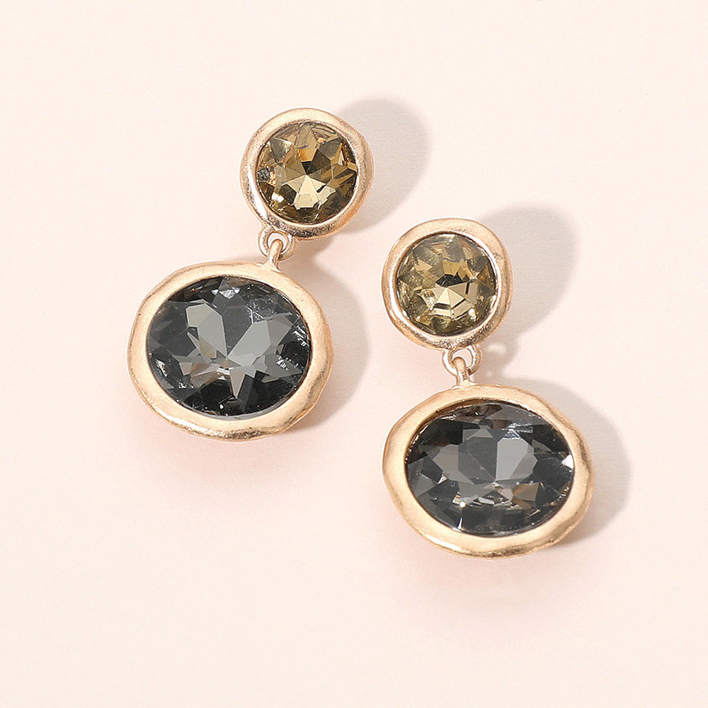 Madeline Love Black Diamond Dual Round Stone Drop Earrings
