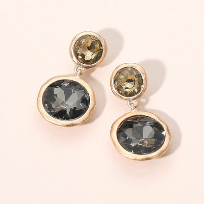 Madeline Love Black Diamond Dual Round Stone Drop Earrings