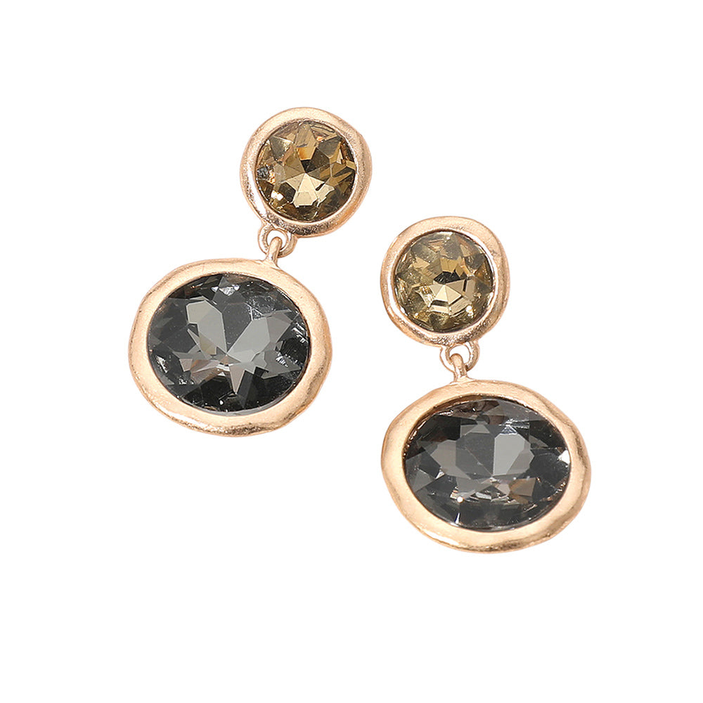 Madeline Love Black Diamond Dual Round Stone Drop Earrings - desc