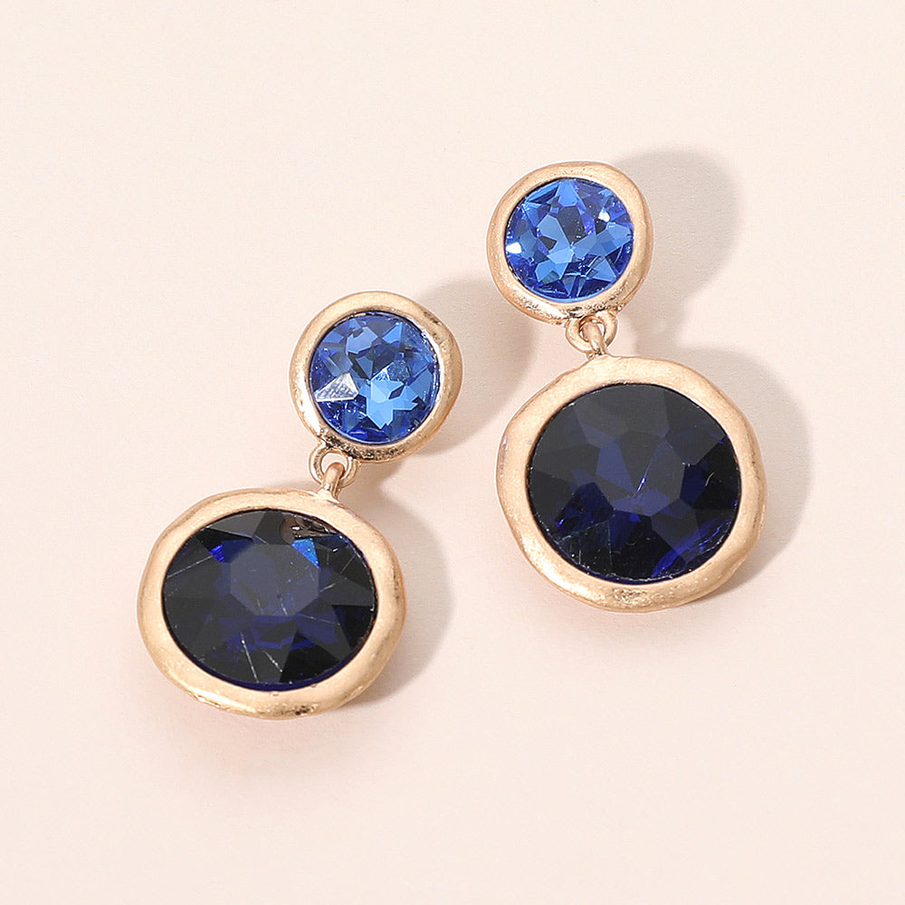 Madeline Love Blue Dual Round Stone Drop Earrings