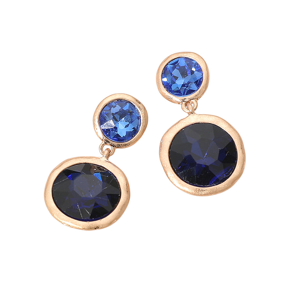 Madeline Love Blue Dual Round Stone Drop Earrings - desc