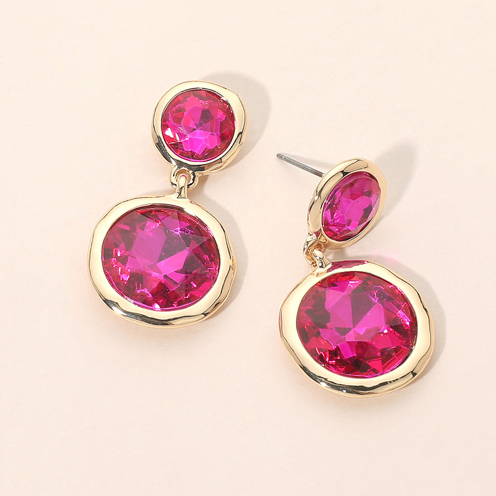 Madeline Love Fuchsia Dual Round Stone Drop Earrings