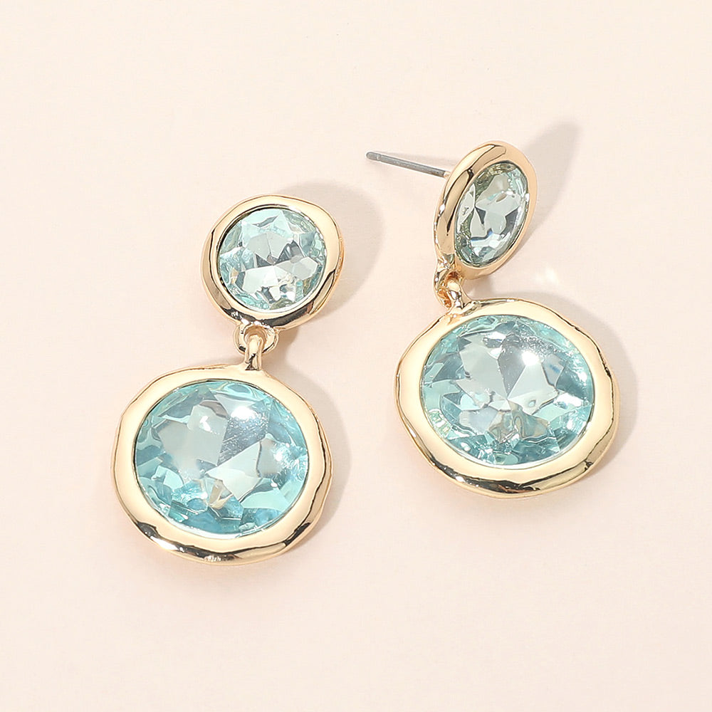 Madeline Love Mint Dual Round Stone Drop Earrings