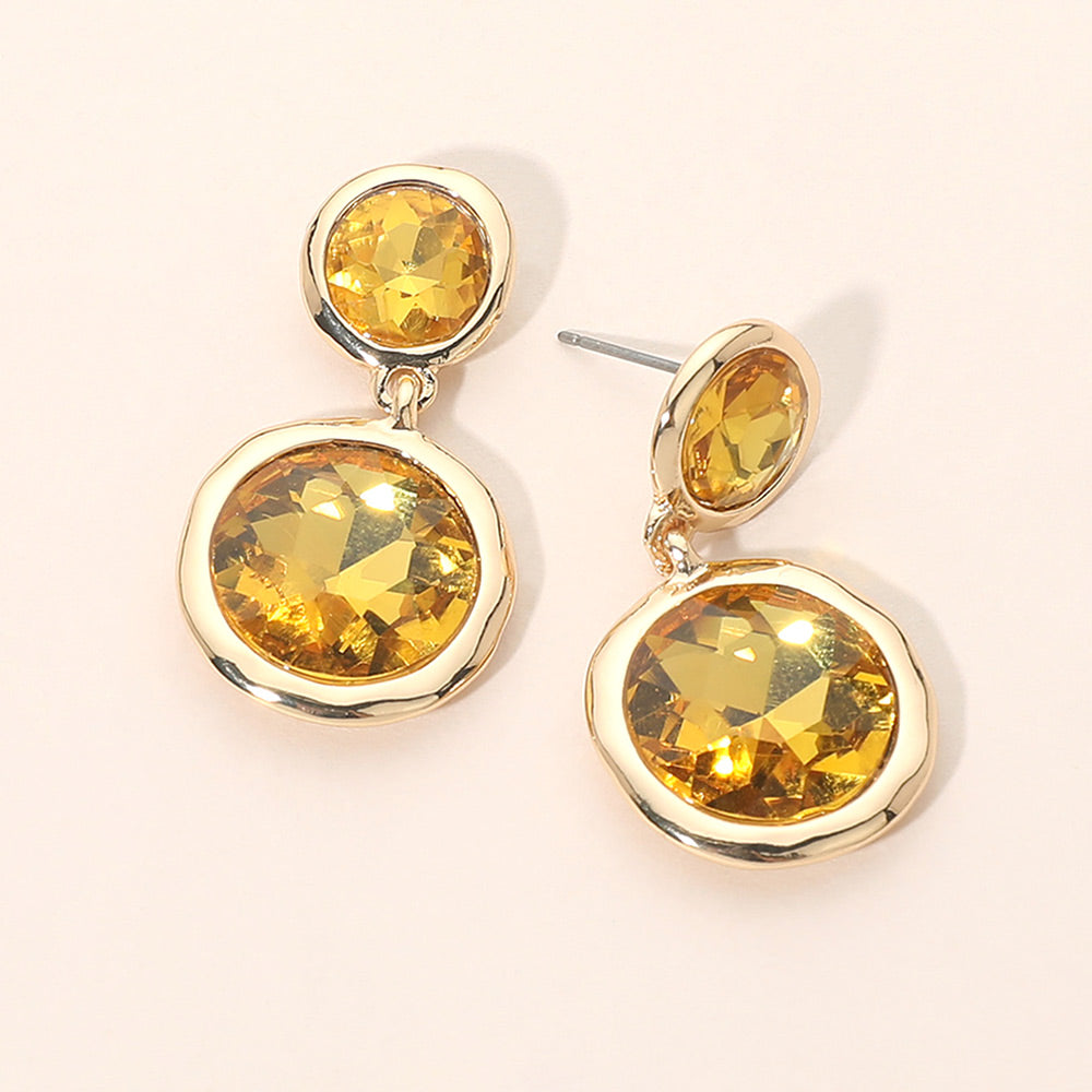 Madeline Love Yellow Dual Round Stone Drop Earrings