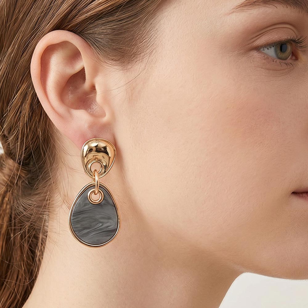 Madeline Love Gray Geometric Resin Drop Earrings
