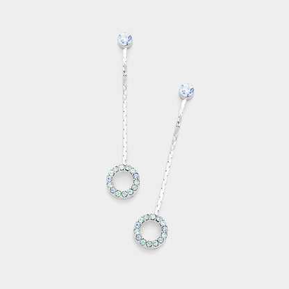 Madeline Love Aqua Crystal Circle Dangle Drop Earrings