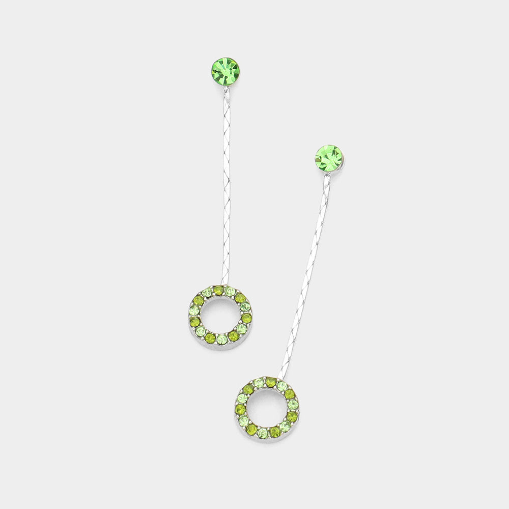 Madeline Love Peridot Crystal Circle Dangle Drop Earrings