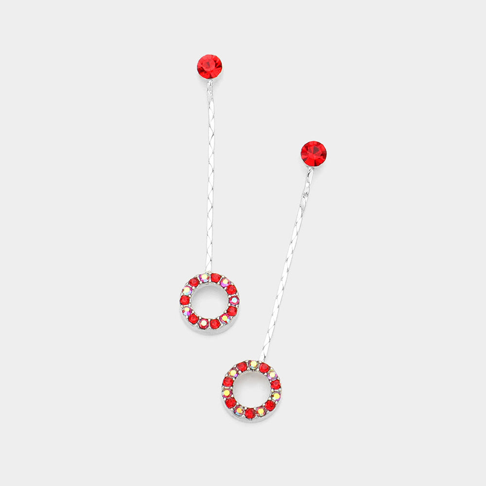 Madeline Love Siam Crystal Circle Dangle Drop Earrings