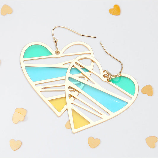 Heart Glass Dangle Earrings