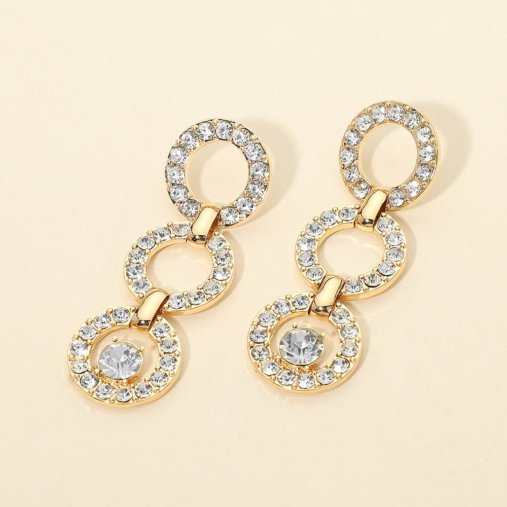 Madeline Love Clear, Gold Gold Dipped Rhinestone Circle Link Drop Earrings