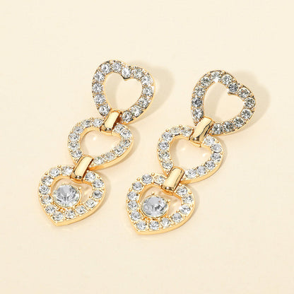 Madeline Love Clear, Gold Gold Dipped Rhinestone Open Heart Link Drop Earrings