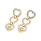 Madeline Love Clear, Gold Gold Dipped Rhinestone Open Heart Link Drop Earrings - desc