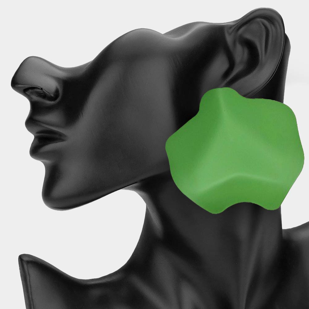 Madeline Love Green Oversized Sculpted Plate Statement Earrings - desc