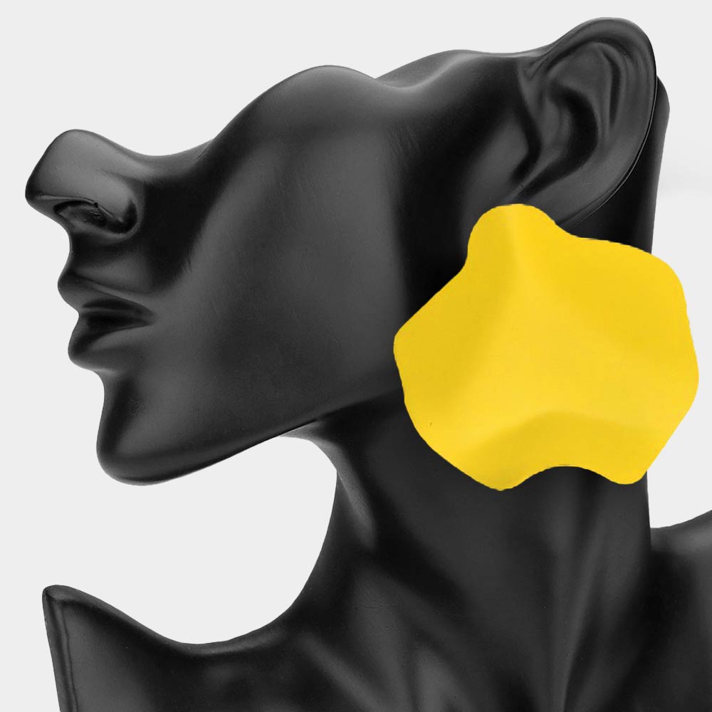 Madeline Love Yellow Oversized Sculpted Plate Statement Earrings - desc