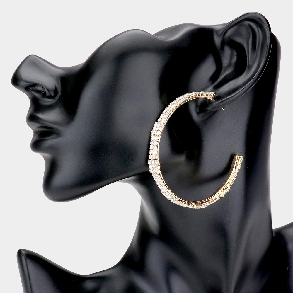 Madeline Love Gold Rhinestone Half Hoop Earrings