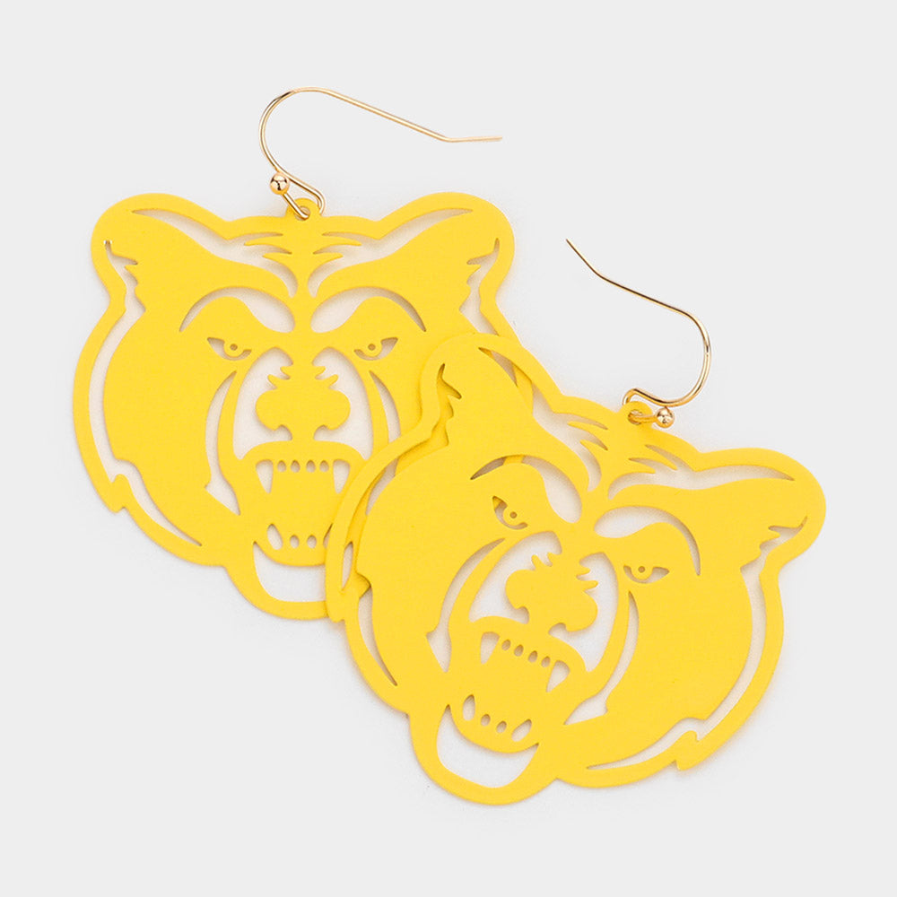 Madeline Love Yellow Metal Cutout Bear Dangle Earrings