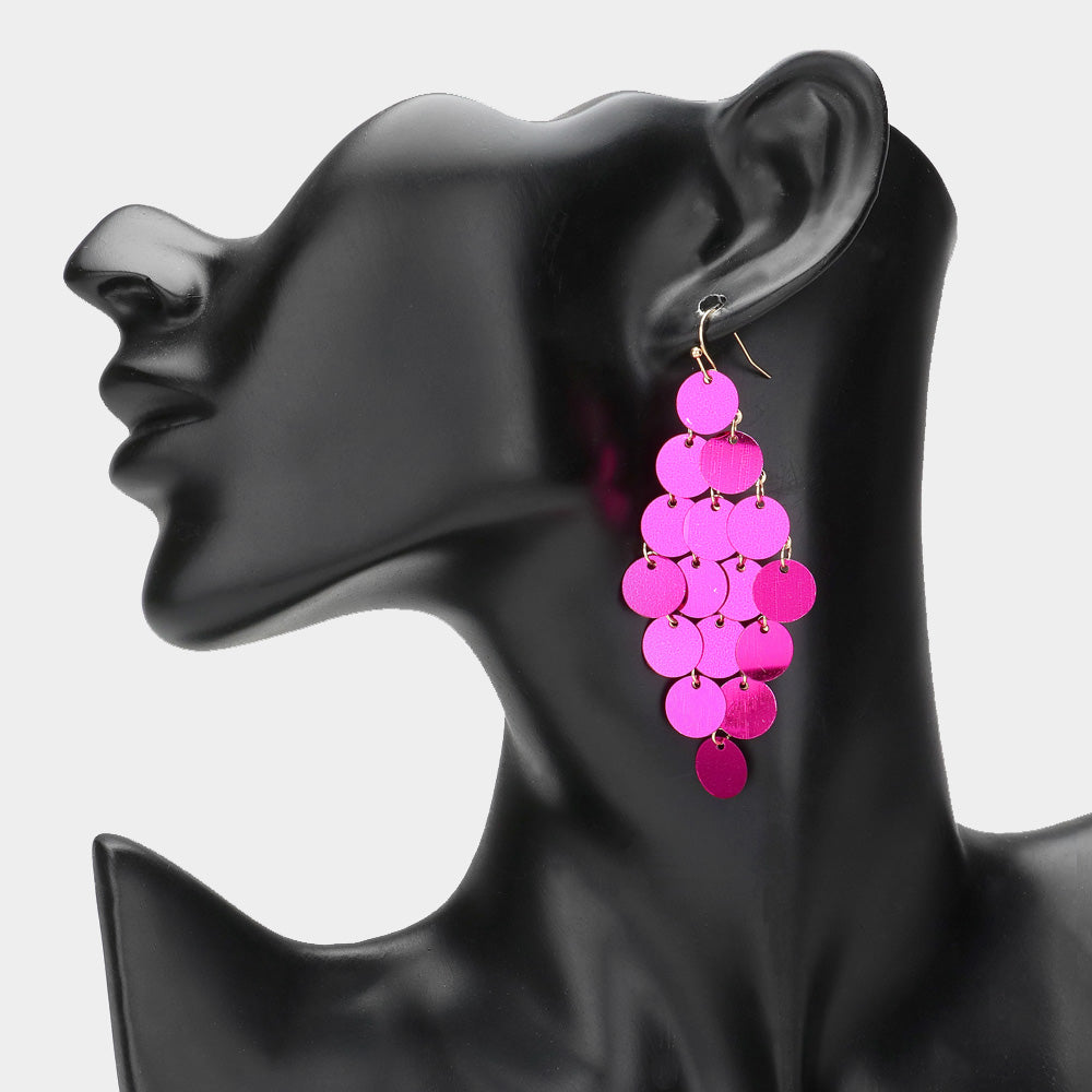Madeline Love Fuchsia Sequin Chandelier Dangle Earrings