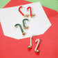 Green Ball Drop Christmas Candy Cane Earrings