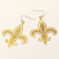 Madeline Love Gold Lightweight Glitter Fleur de Lis Dangle Earrings