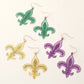 Madeline Love Gold Lightweight Glitter Fleur de Lis Dangle Earrings - extra