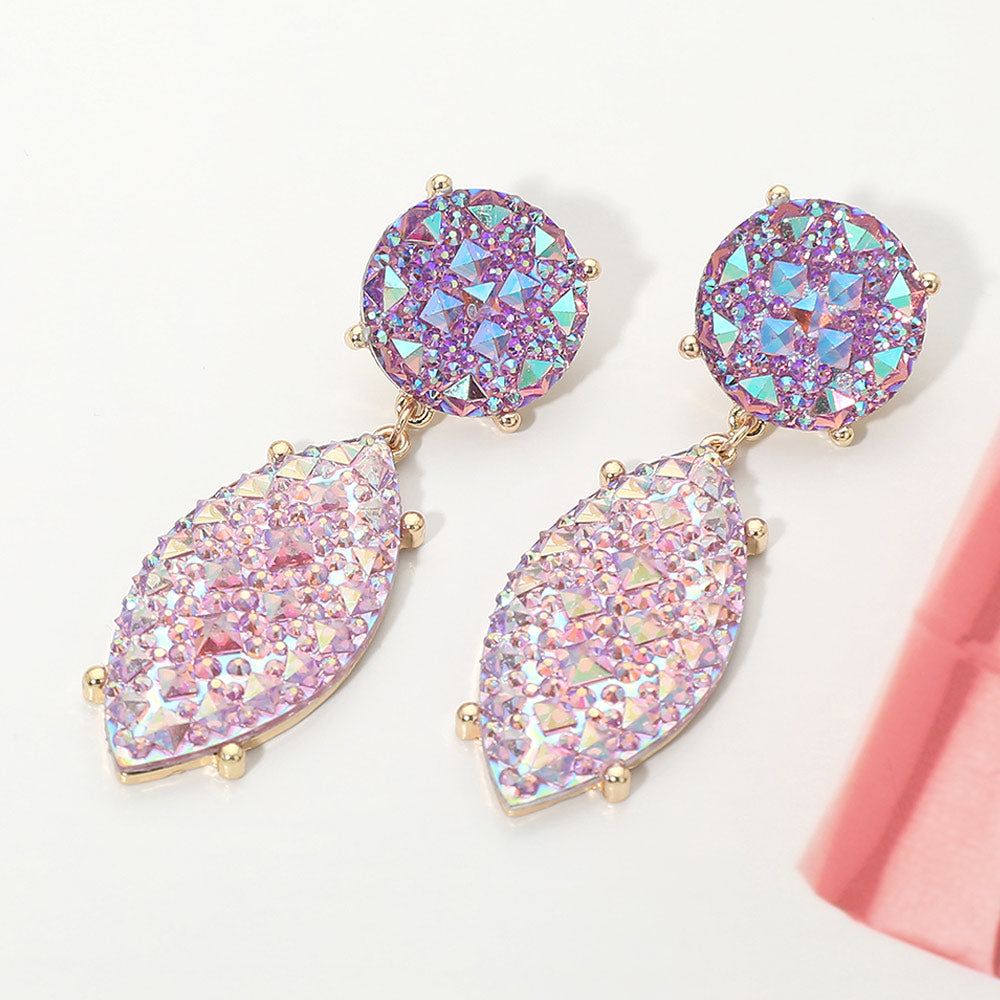 Madeline Love Lavender Rhinestone Stud Embellished Marquise Drop Earrings