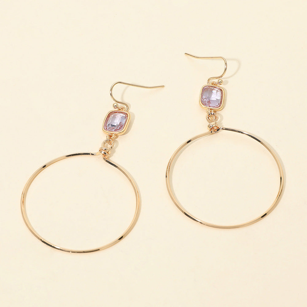 Madeline Love Lavender Faceted Square Stone Accent Hoop Drop Dangle Earrings