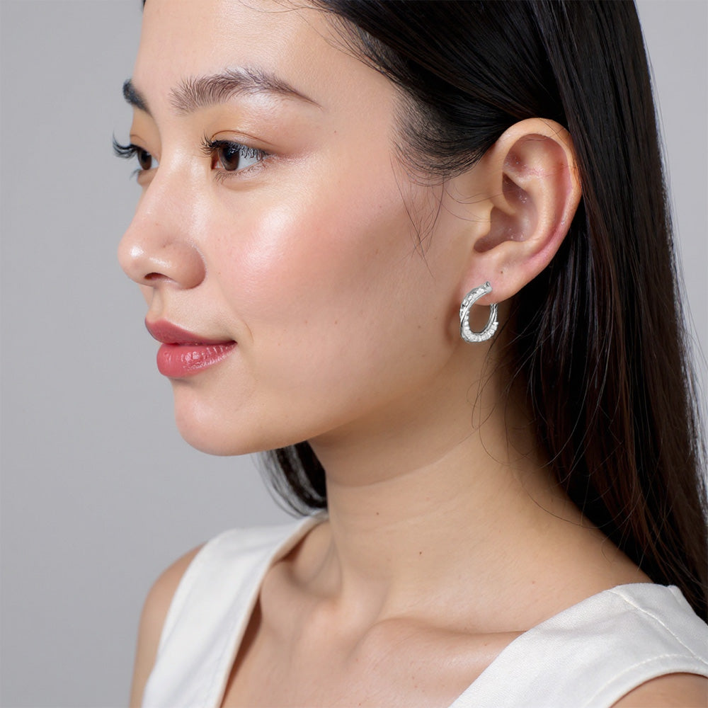 Madeline Love Silver White Gold Dipped Pearl Beads Small Hoop Earrings - extra