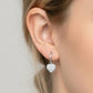 Madeline Love Silver, White Gold White Gold Dipped Mini CZ Pearl Pave Heart Charm Drop Huggie Hoop Earrings - extra
