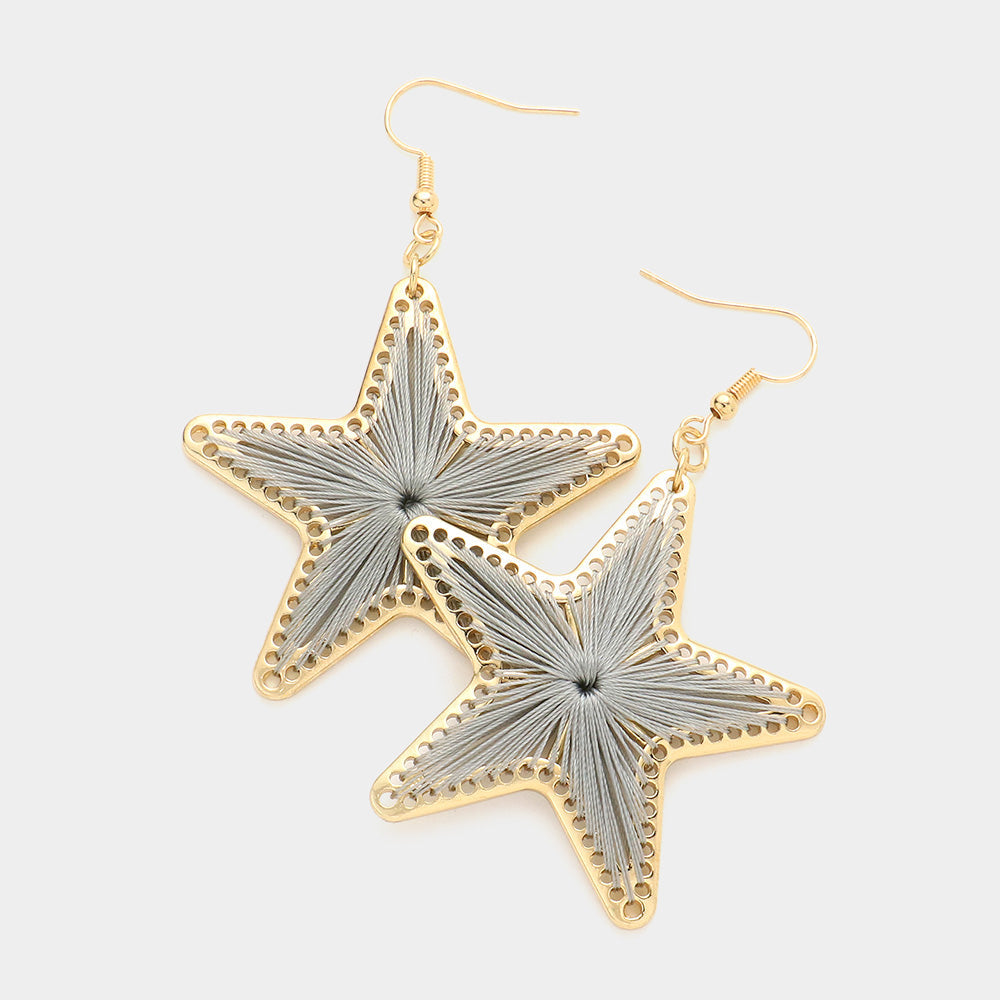 Madeline Love Gray Thread Wrapped Star Dangle Earrings