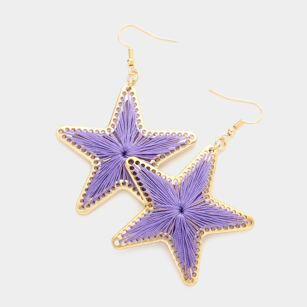 Madeline Love Purple Thread Wrapped Star Dangle Earrings