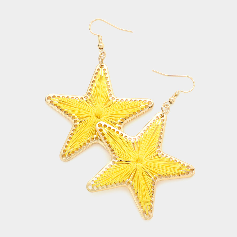 Madeline Love Yellow Thread Wrapped Star Dangle Earrings